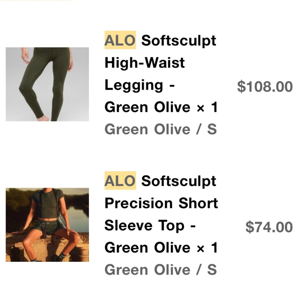 ALO BUNDLE - never worn, rare color